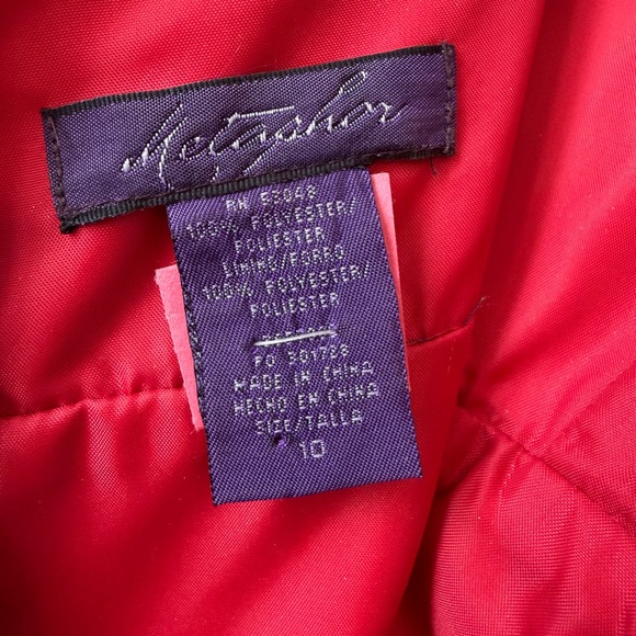 Metaphor Red and Black Embellished Satin Dress, Size 10 - Picture 7 of 7